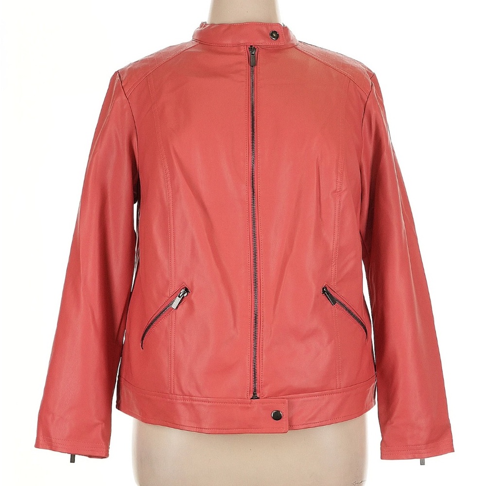 Women’s Coral Faux Leather Moto Jacket